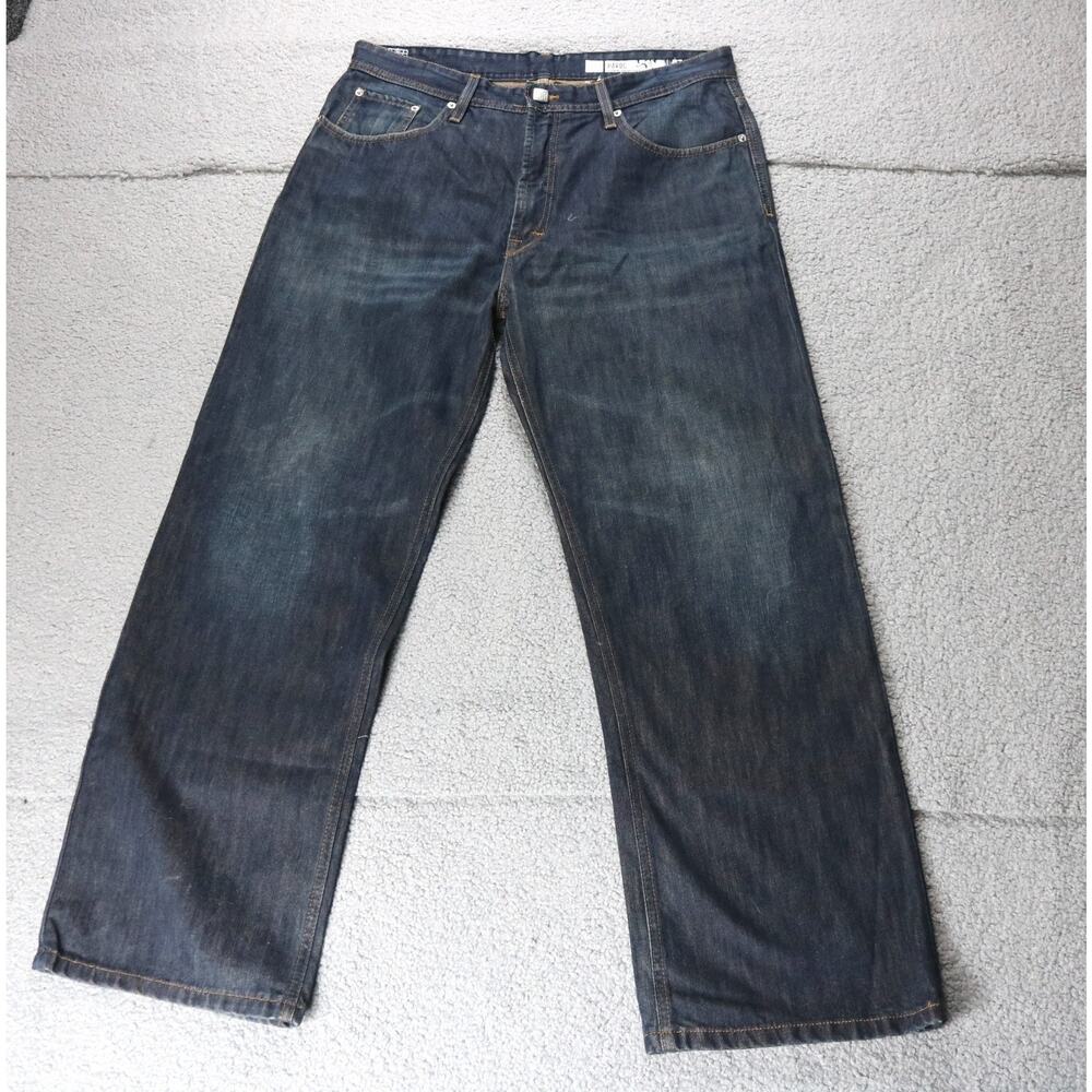 Havoc Jeans Mens 36 Blue Denim Whiskers Shine 107 Si Wash